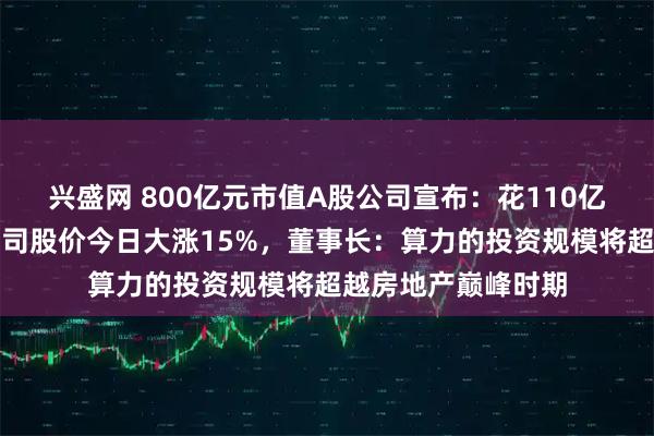 兴盛网 800亿元市值A股公司宣布：花110亿元采购服务器！公司股价今日大涨15%，董事长：算力的投资规模将超越房地产巅峰时期