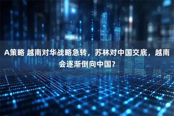 A策略 越南对华战略急转，苏林对中国交底，越南会逐渐倒向中国？