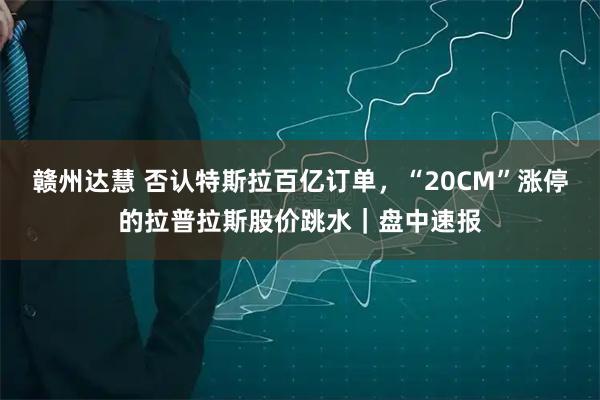 赣州达慧 否认特斯拉百亿订单，“20CM”涨停的拉普拉斯股价跳水｜盘中速报