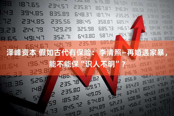 泽峰资本 假如古代有保险：李清照—再婚遇家暴，能不能保“识人不明”？