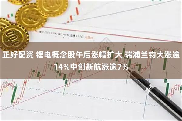 正好配资 锂电概念股午后涨幅扩大 瑞浦兰钧大涨逾14%中创新航涨逾7%