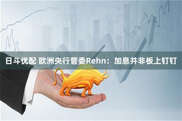日斗优配 欧洲央行管委Rehn：加息并非板上钉钉